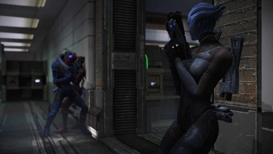 Mass Effect Legendary Liara cover combat Garrus Shepard outpost