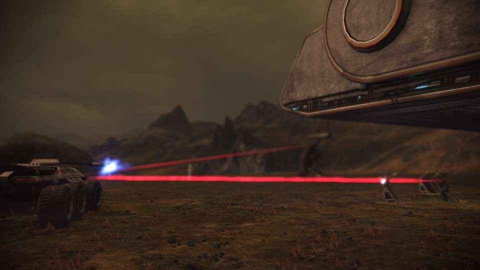 Mass Effect Legendary Mako outpost combat lasers tower