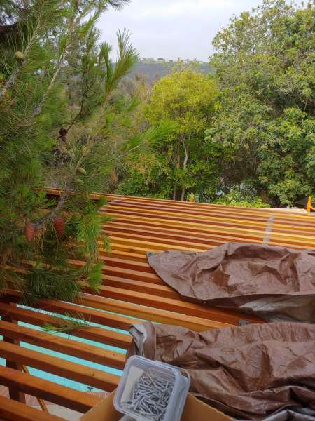 Redwood pergola veranda roof