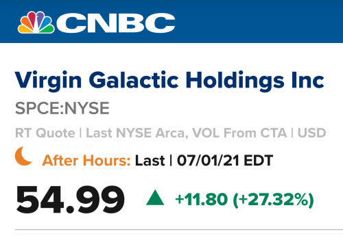 CNBC SPCE Virgin Galactic launch announcement after hours