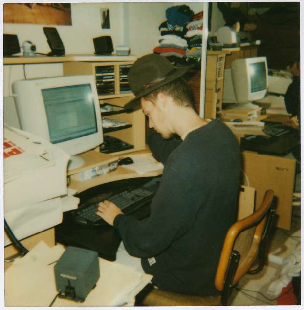 Desk college apartment messy 2000s old polaroid hat