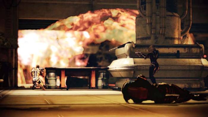 Mass Effect 2 Legendary Edition firefight warehouse explosion Quarian Turian