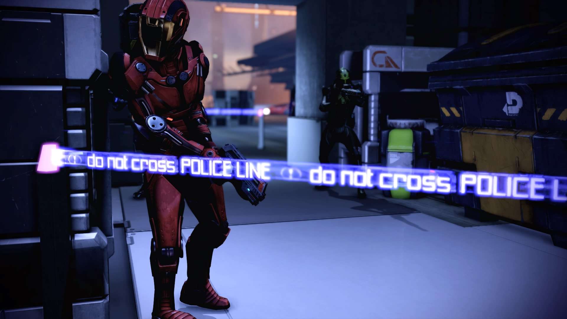 Mass Effect 2 Illium police line Shepard Thane