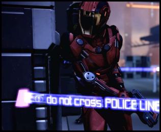 Mass Effect 2 Illium police line Shepard Thane