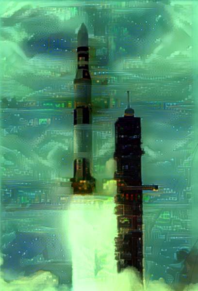 Saturn V rocket stylized style transfer stonks