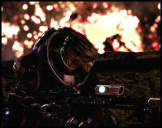Mass Effect 3 Legendary Garrus in cover combat explosion black widow