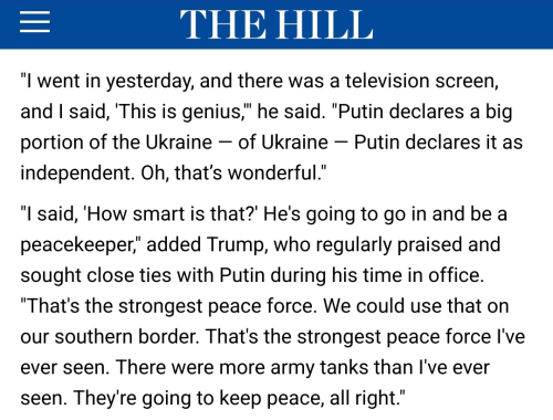 Ukraine Russia news the Hill Trump Putin