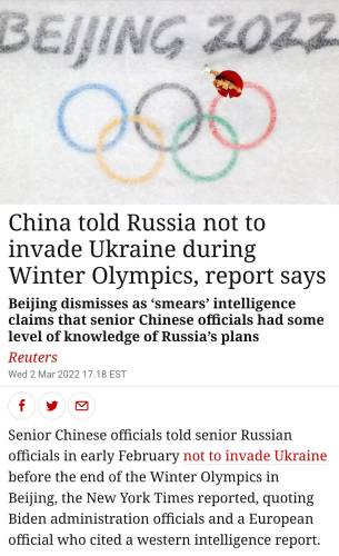 Ukraine Russia article Olympics China invasion Reuters