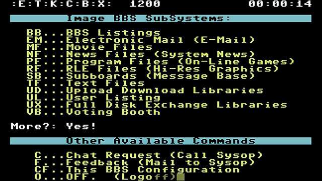 BBS bulletin board system menu