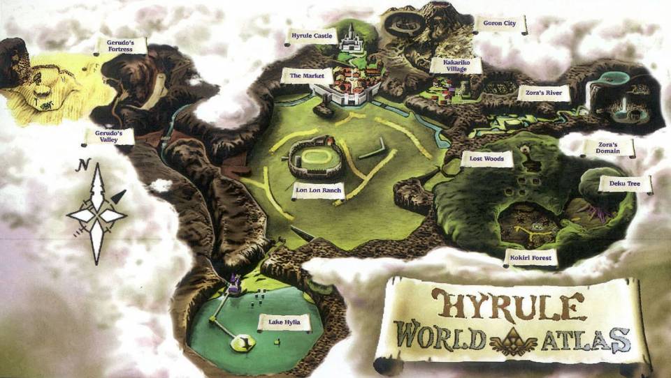 Legend of Zelda Ocarina of Time Hyrule map world atlas