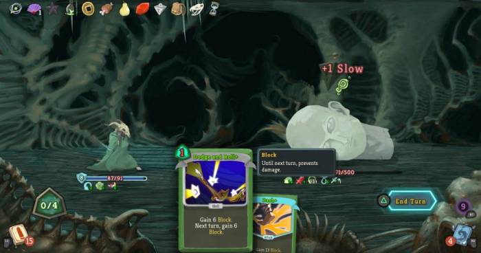 Slay the Spire The Silent statue head Dodge and Roll