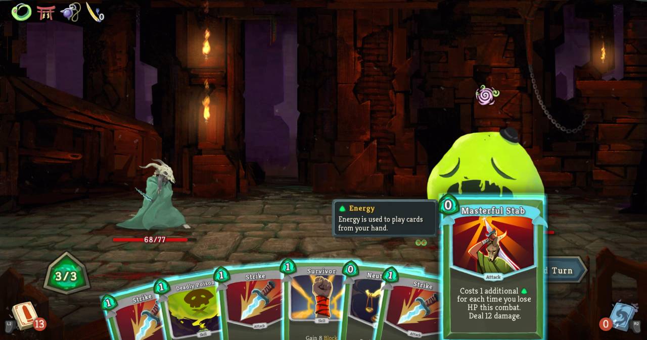 Slay the Spire combat card selection Masterful Stab The Silent