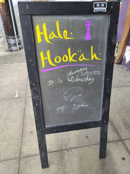 Hawaii Hilo Hale Hookah Wednesday frog meme chalkboard