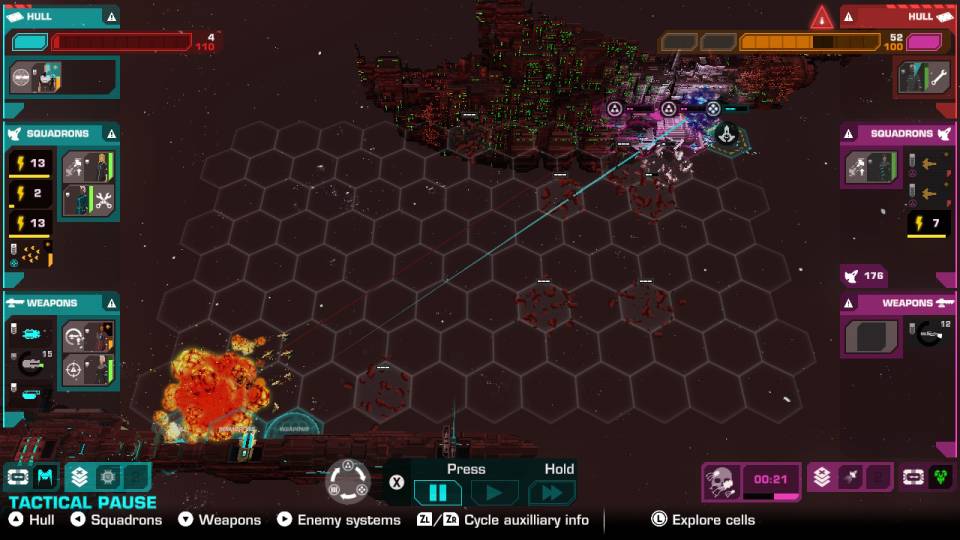 Nintendo Switch Crying Suns ship combat hex grid