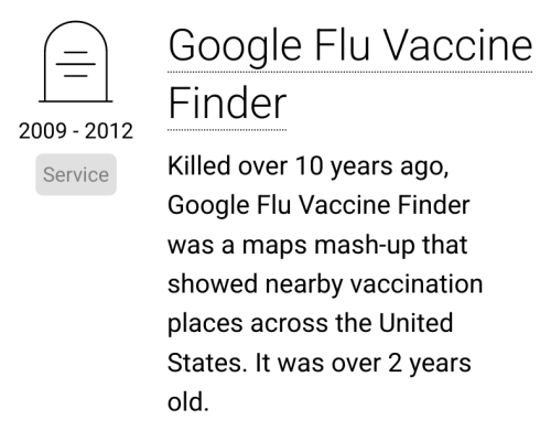 Killed by Google flu vaccine finder