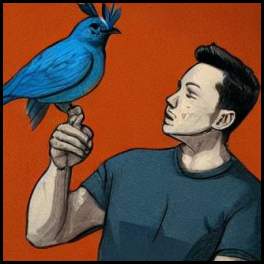 thumbnail Stable Diffusion Elon Musk Twitter cartoon perched bird