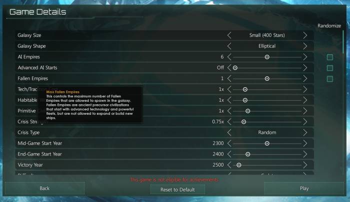 Stellaris game details setup screen