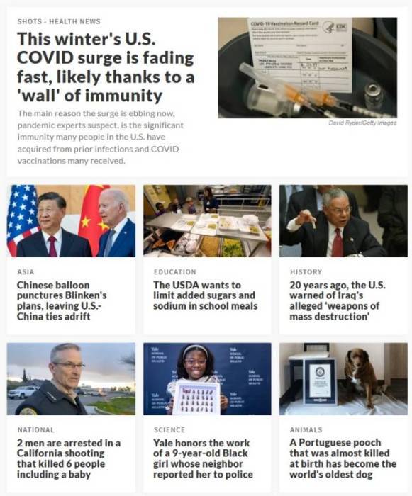 NPR February 04 2024 front page