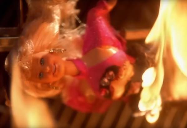 Soundgarden Black Hole Sun Barbie doll on fire