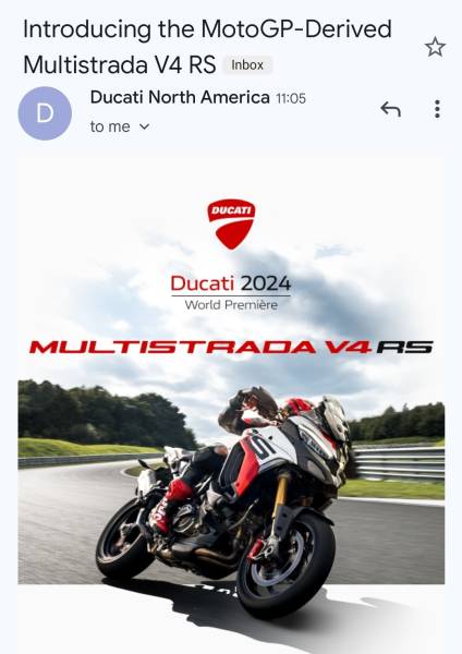 Ducati North America email MotoGP sport tourer wtf Multistrada V4