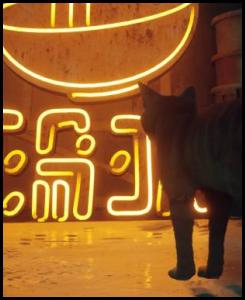 Stray cat noodle shop neon sign ramen
