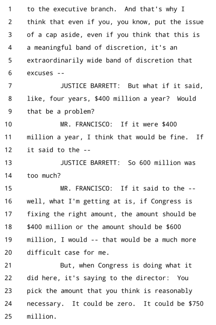 Supreme Court CFPB Barrett Francisco budget
