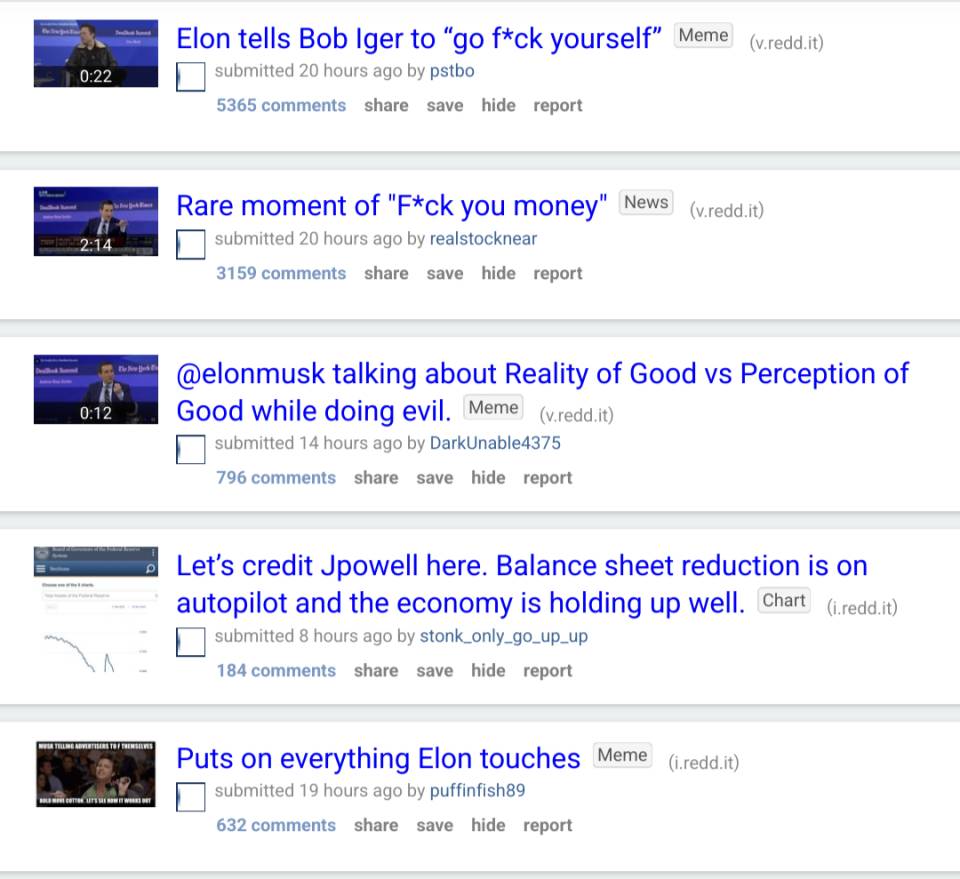 WallStreetBets Reddit Elon gfy go fuck yourself news flood