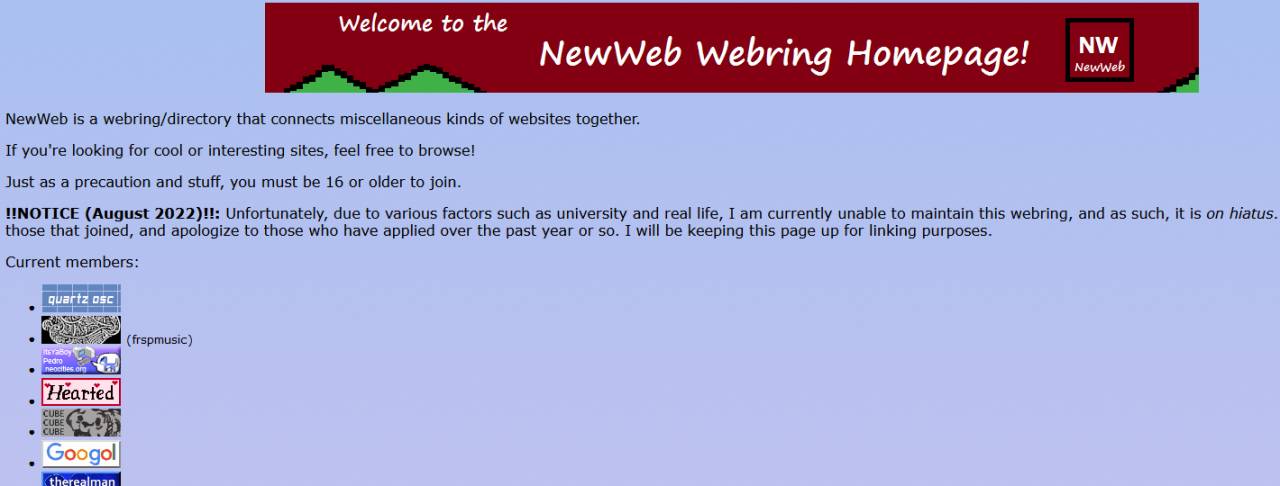 Webring on hiatus
