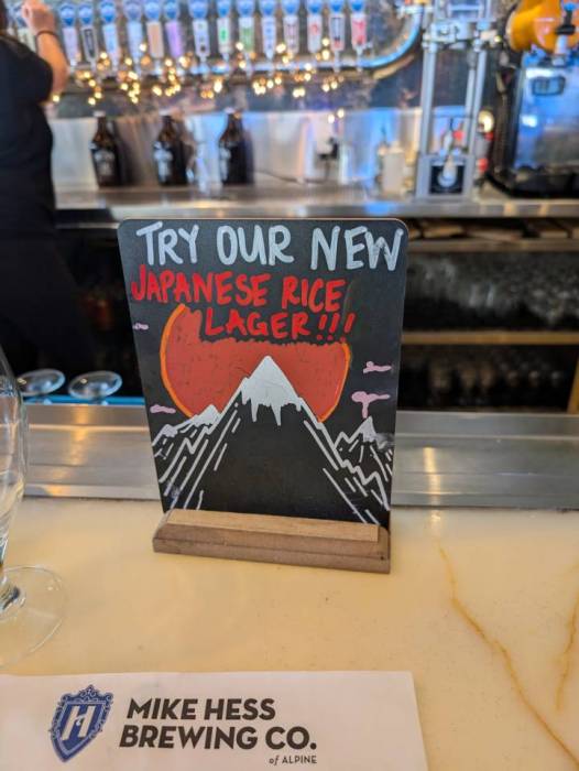 Mike Hess Japanese Lager sign not quite Mt Fuji