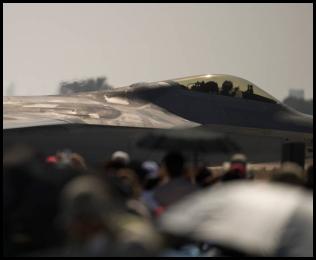 Miramar Air Show F-22 Raptor taxiing spectators