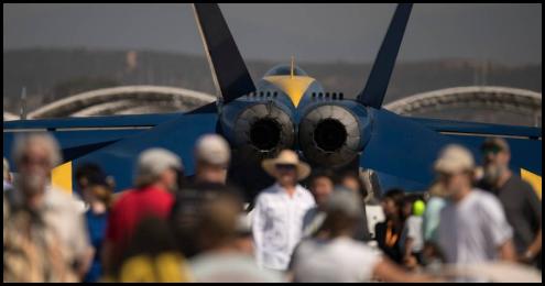 Miramar Air Show F-18 Hornet Blue Angel parked spectators