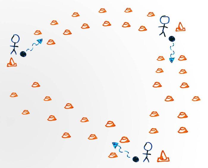 Under 6 soccer drill dribbling course