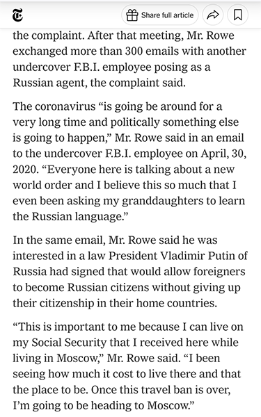 FBI sting Rowe Russia