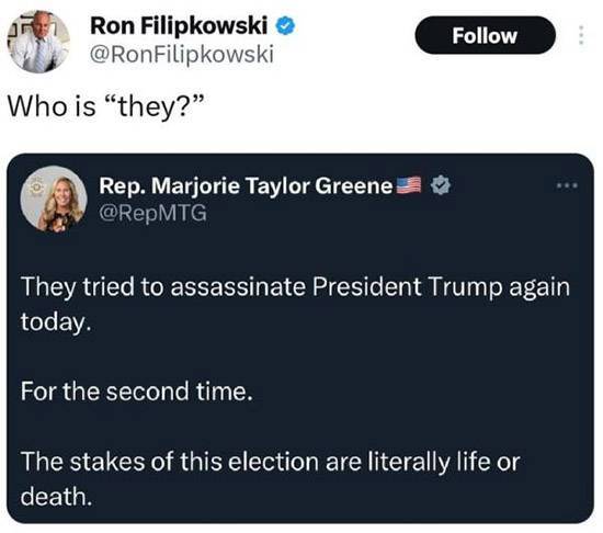 Ron Filipkowski Marjorie Taylor Green Tweet assassination