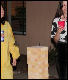 Halloween giant jenga Breaking Bad cow lawn