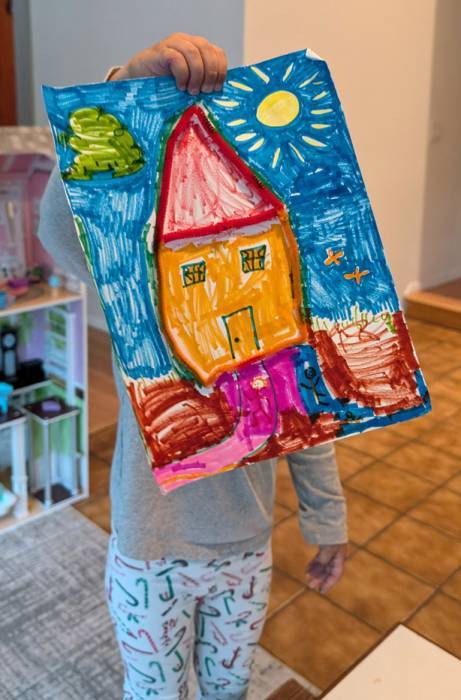 House drawing in a house in front of a house