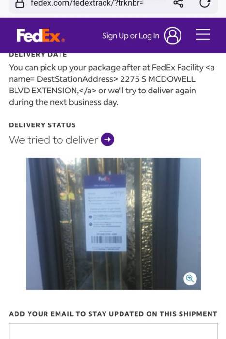 Fedex wrong door tag