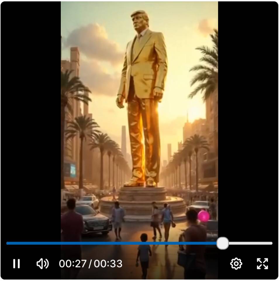 Truth social Donald Trump Gaza gold statue