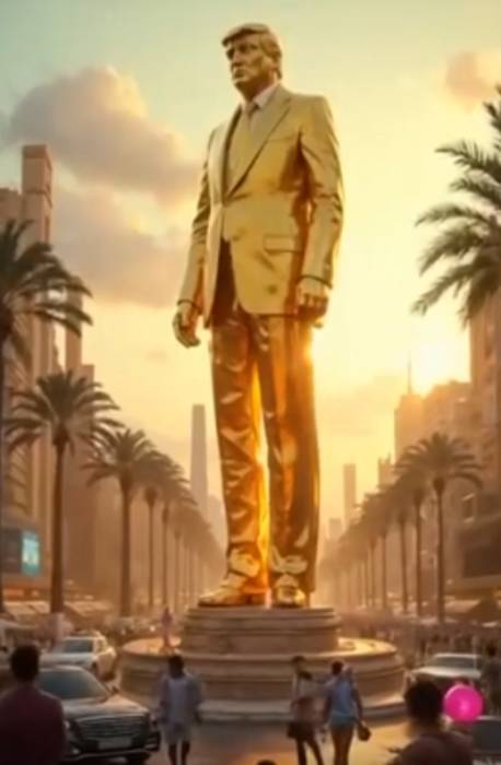 Truth social Donald Trump Gaza gold statue