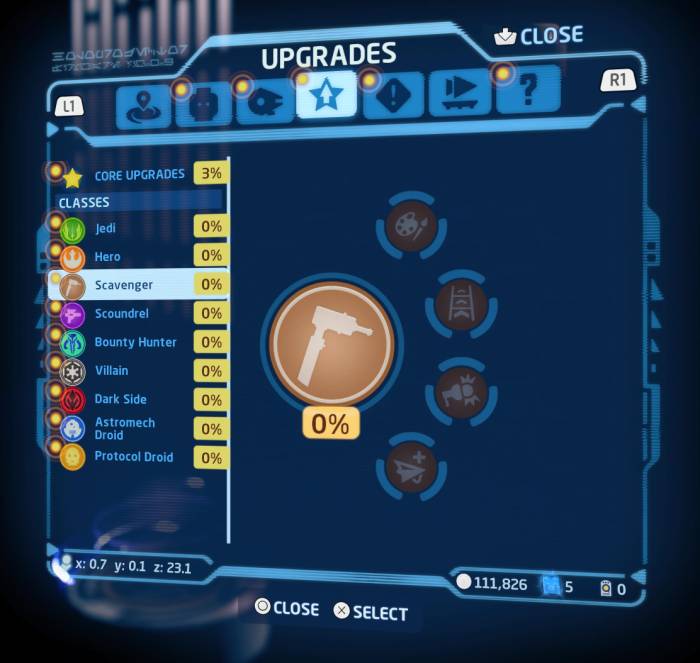 Lego Star Wars upgrades hud