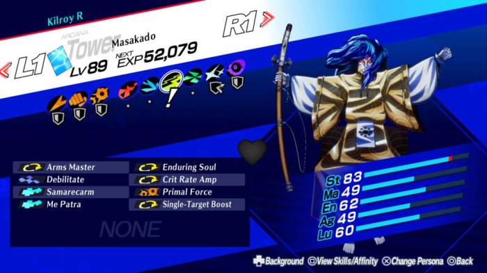 Persona 3 Reload Reaper build Masakado