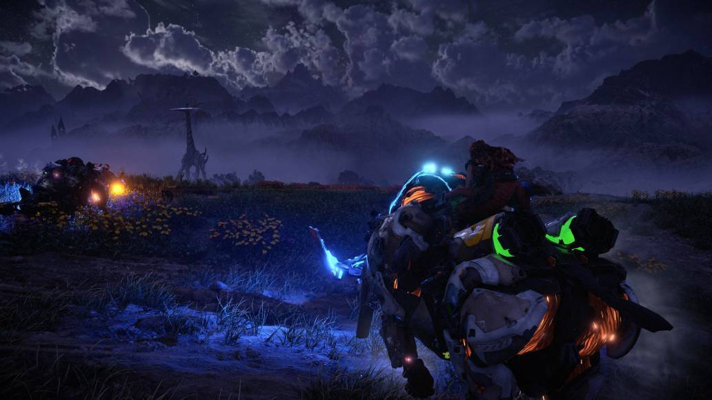 Horizon Forbidden West bristleback mount night desert
