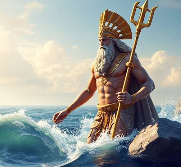 Poseidon with trident AI art