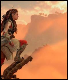 Horizon Forbidden West Aloy desert sunset view