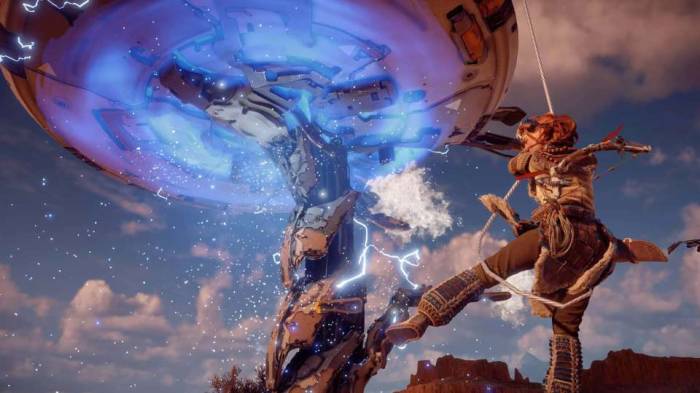 Horizon Zero Dawn Aloy thrown from charger combat