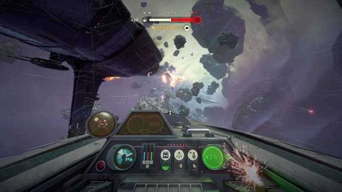 Star Wars Squadrons kill cam tie bomber asteroid